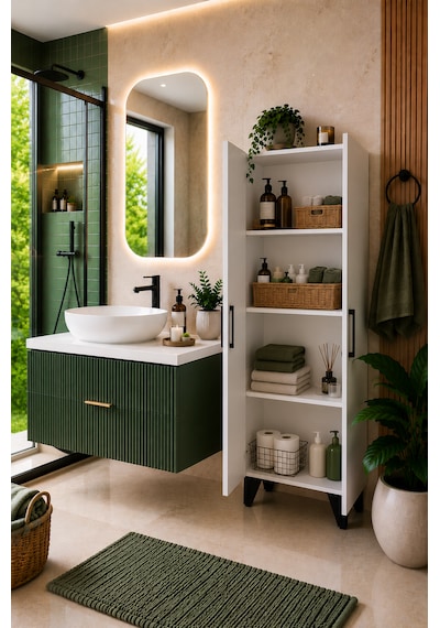 Banyo Dolabı 2 Kapaklı Mdf, Çok Amaçlı Dolap, Balkon Dolabı Beyaz