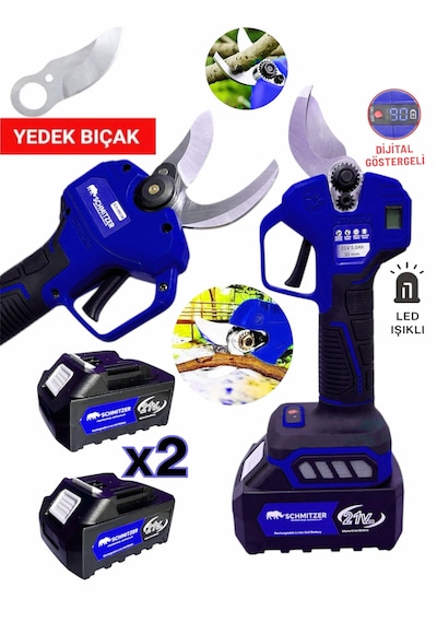 Schmıtzer Sch-2budama-m Pro Set 21v Çelik Şanzuman 2 Pala Ve Zincir Şarjlı Dal Ağaç Kesme Bağ Budama Makas Testere
