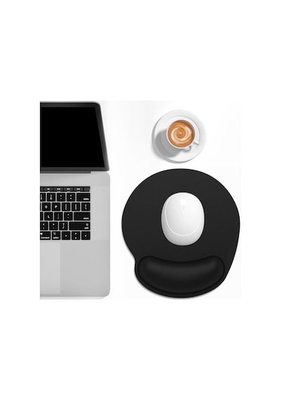Bilek Destekli Mousepad Ergonomik Tasarım, Ofis Ve Oyun İçin Siyah