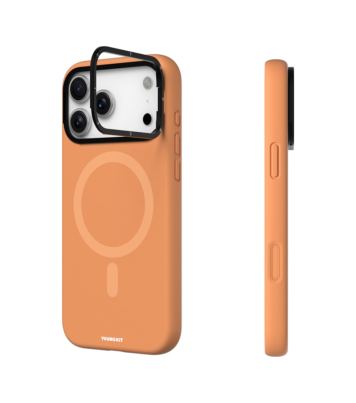 Apple Uyumlu iPhone 17 Pro Kılıf M-safe Özellikli Kamera Standlı Youngkit Gel Cream Serisi Kapak Turuncu Turuncu