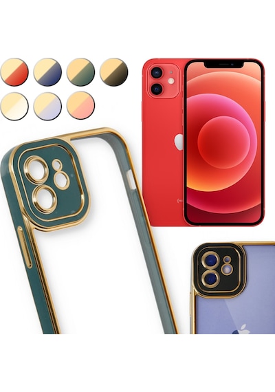 Apple Uyumlu iPhone 12 Kılıf Lazer Lens Kamera Çerçeveli Kapak