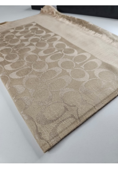Miorel Scarfs C Desen Çift Taraflı Kaşmir İpek Şal 4 Mevsim Pamuk Şal Gold