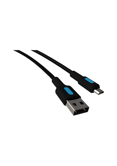Lexroo Coral Micro Usb Hızlı Şarj Kablosu Siyah + Mavi/siyah Uç 150 Cm Standart