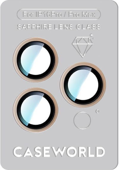 Apple Uyumlu   iPhone 16 Pro Caseworld Sapphire Serisi Anti Reflective Lens Koruyucu Gold