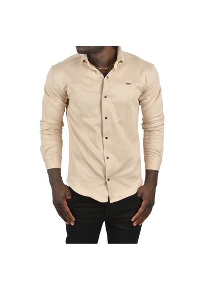 Deepsea Erkek Krem Çıtçıtlı Süet Gömlek 2500556 Krem