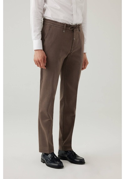 Erkek Haki Yeşil Regular Fit Jogger Yan Cep Kanvas Pantolon