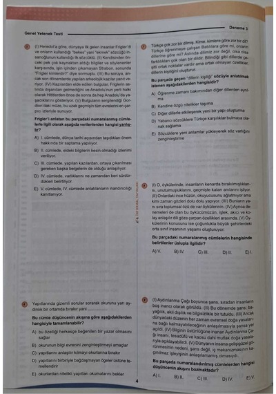 2026 KPSS ÖSYM Arşivi Çıkmış Soru Karma Genel Yetenek Genel Kültür D. Çözümlü Deneme 10/3.Kitapçık