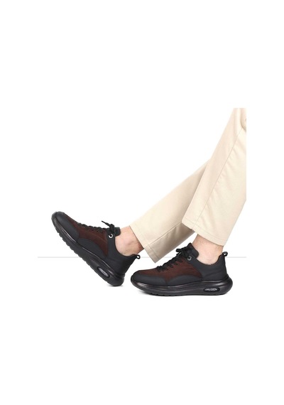 Erkek Kahverengi Bağcıklı Kalın Tabanlı Nubuk Deri Sneaker