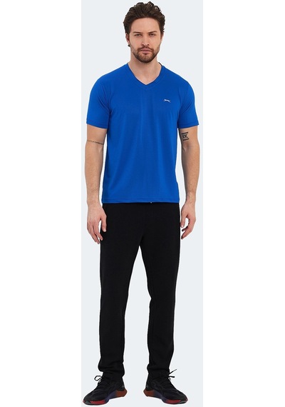 Slazenger KATRIINA Erkek V Yaka Saks Mavi Tişört