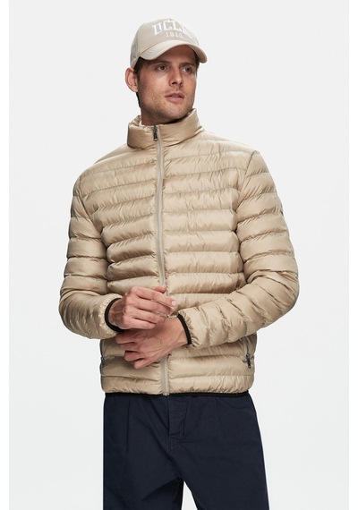 Ucla Northwın Koyu Bej Fermuarlı Ve Cepli Polyester Standard Fit Erkek Mont-Koyu Bej