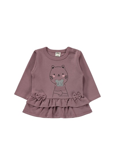 Civil Baby Kedi Baskılı 6-18 Ay Takım - Kahve