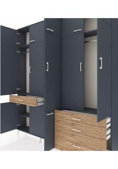 Arges Dolap 8 Raflı 4 Çekmeceli 3 Askılı 220x30x243 Antrasit-antrasit/çam Antrasıt/atlas Çam Arges Dolap 8 Raflı 4 Çekmeceli 3 Askılı 220x30x243 Antrasit-antrasit/çam Antrasıt/atlas Çam