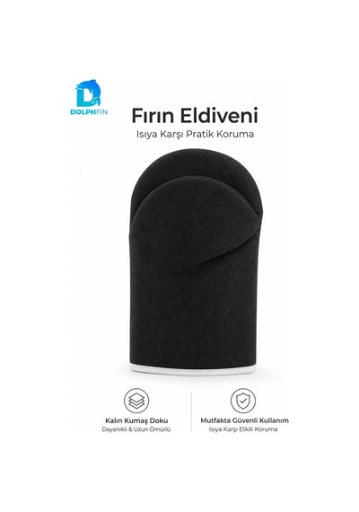 Isıya Dayanıklı Fırın Eldiveni Kalın Kumaşlı Tepsi Tutacağı Siyah