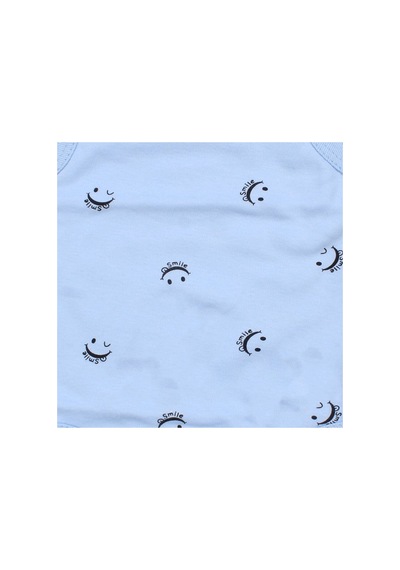 Bebegen Unisex Mavi Gülücük Baskılı Askılı Zıbın Çok Renkli