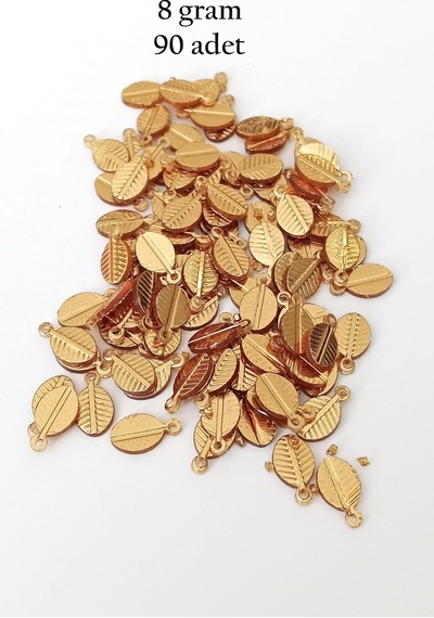 Oya Abiye Bileklik Kolye Pleksi Metalik Plastik Pul Altın Renk 8 Gram 90 Adet - Bnc478