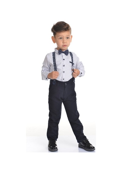 Buse&Eylül Bebe Lacivert Pantolon Askılı Erkek Çocuk Takımı