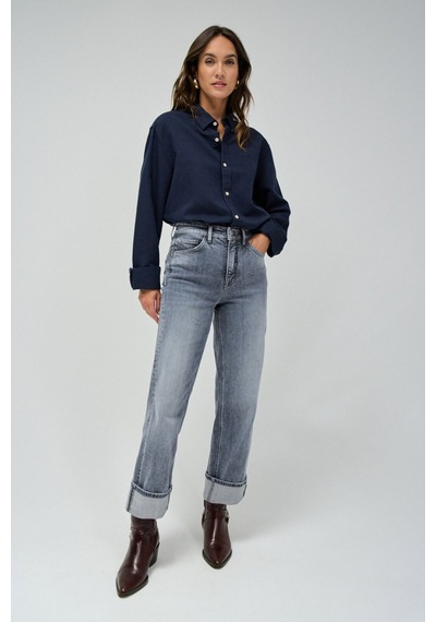 Salsa Jeans Gri Kadın Eskitme Denim Pantolon 21008610-faith Straight
