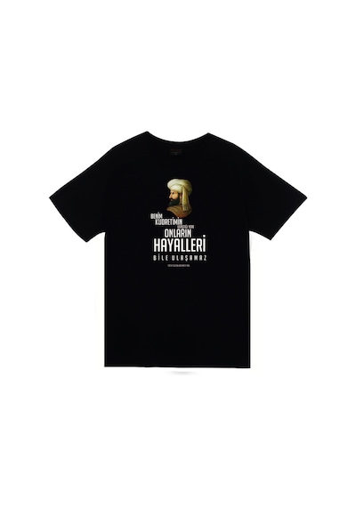 Fatih Sultan Mehmet Baskılı Unisex %100 Pamuk Siyah T-shirt SIYAH