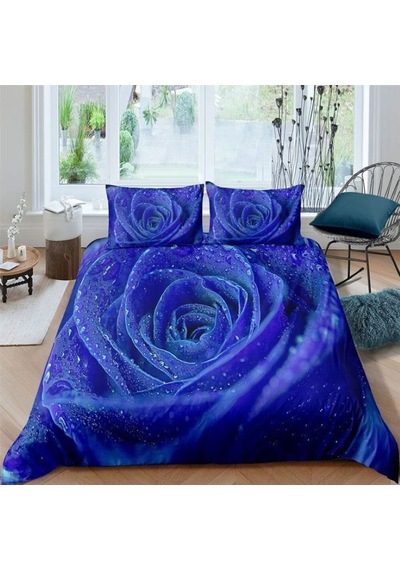 Bluerose Çift Kişilik 4 Parça Pamuk Saten Nevresim Takımı Mavi