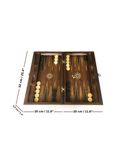 Helena Wood Art Smarty Carved Oymalı Tavla Koyu Ceviz