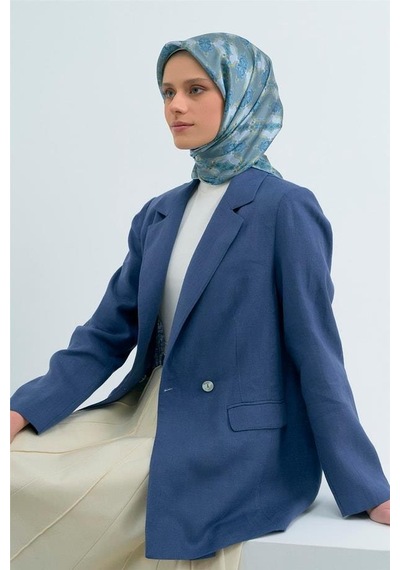 Armine İpek Eşarp 2026 Yaz - 9522-32 Turkuaz Twill