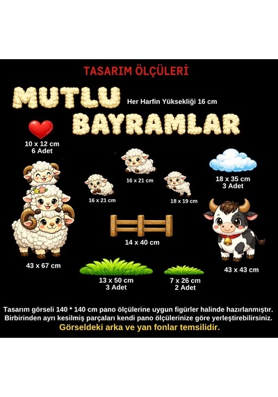 Kurban Bayramı Temalı Okul Panosu Figür Seti Hazır Kesim Sınıf Süsü