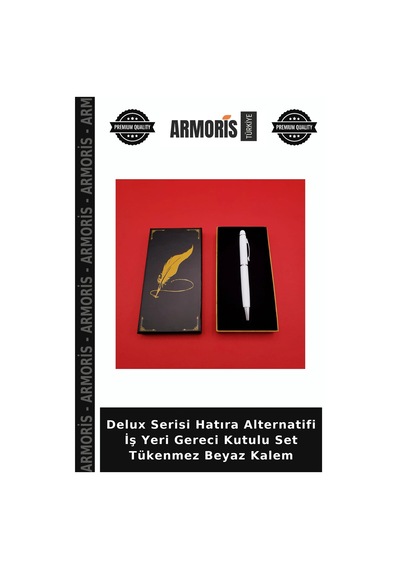Delux Serisi Hatıra Alternatifi İş Yeri Gereci Kutulu Set Tükenmez Beyaz Kalem Çok Renkli