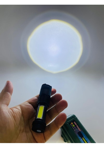 Led Fener Usb Sarjlı Kutusunda Flaşlı Led Işık //10cm Siyah
