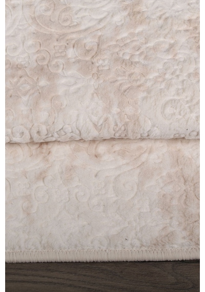 Nova Krem 80x150 + 50x80 Cm Büyük Ebat 2'li Banyo Halısı Paspas Seti Kaymaz Taban Klozet Takımı Krem