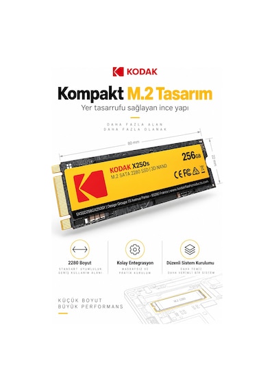 X250s 256gb M.2 Sata 2280 Ssd 520 Mb/s Okuma 500 Mb/s Yazma Hızlı Ssd