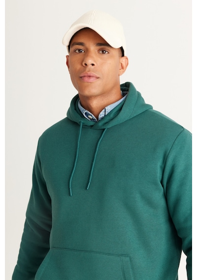 AC&Co / Altınyıldız Classics Erkek Koyu Yeşil Standart Fit Normal Kesim Kapüşonlu Kanguru Cepli Pamuklu Sweatshirt Koyu Yeşil AC&Co / Altınyıldız Classics Erkek Koyu Yeşil Standart Fit Normal Kesim Kapüşonlu Kanguru Cepli Pamuklu Sweatshirt Koyu Yeşil