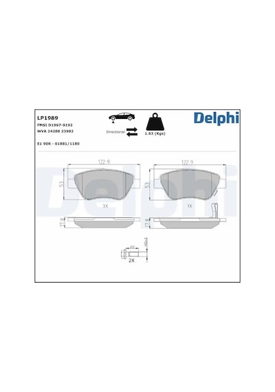 Fiat Punto On Fren Balatasi 1.3 Multijet 2012-2013 Delphı Lp1989