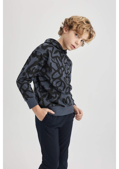 DeFacto Erkek Çocuk Oversize Geniş Kalıp Desenli Kapüşonlu Sweatshirt C0355A823CWAR153 DeFacto Erkek Çocuk Oversize Geniş Kalıp Desenli Kapüşonlu Sweatshirt C0355A823CWAR153