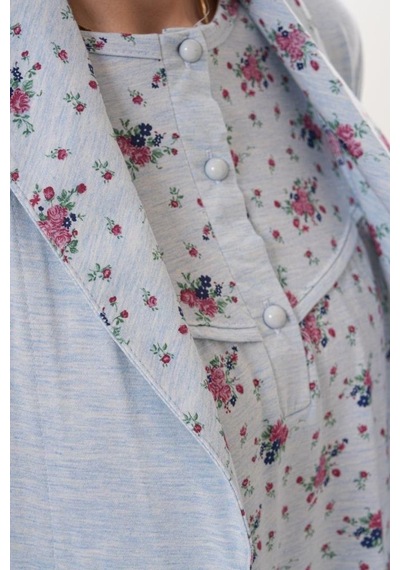 Mecit Pijama Mecit 6318 Mavi Büyük Beden Kadın Sabahlık Pijama Gecelik Set Mavi