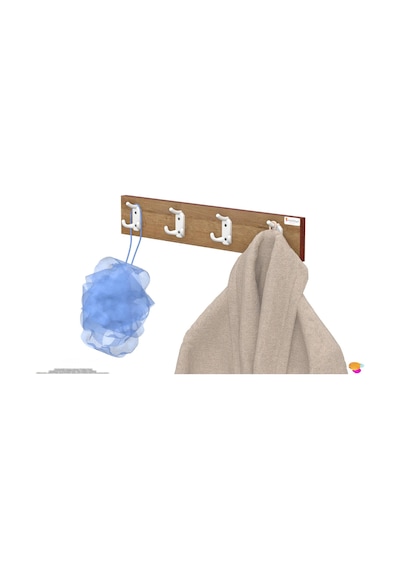 Modilayn Arı Serisi 4'lü Set 61,4x9,6 Cm 12 Kancalı Banyo Askısı - Ekstra Düzen Ve Yer Tasarrufu Safir Meşe