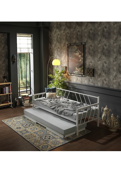 Bedliga Glory Yavrulu Daybed Tek-Çift Kişilik Metal Karyola Beyaz