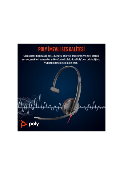 Poly Blackwire 3210 Mono Usb-c Kulaklık, Usb-c/a Adaptörlü 8x214aa