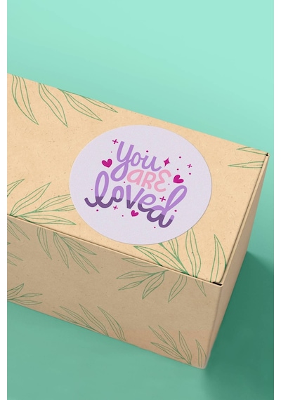 You Are Loved Mor Pembe Sticker 3x3cm St2220 Çok Renkli