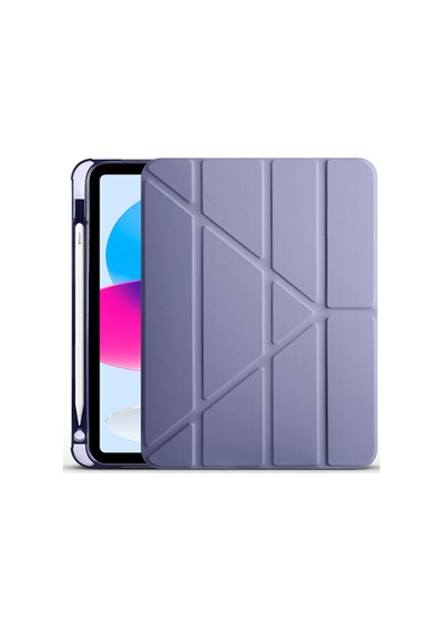 Lexroo Apple Uyumlu iPad 11.nesil 2025 Kılıf Tri Folding Kalem Bölmeli Standlı Kılıf - Mor Silikon