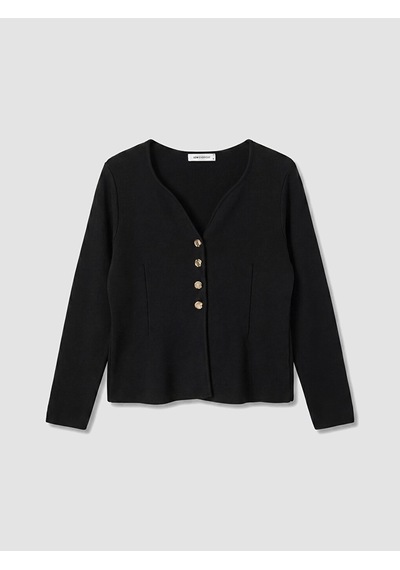 LC Waikiki Lcw Everyday Siyah V Yaka Regular Fit Kadın Triko Hırka New Blakız Çocuk