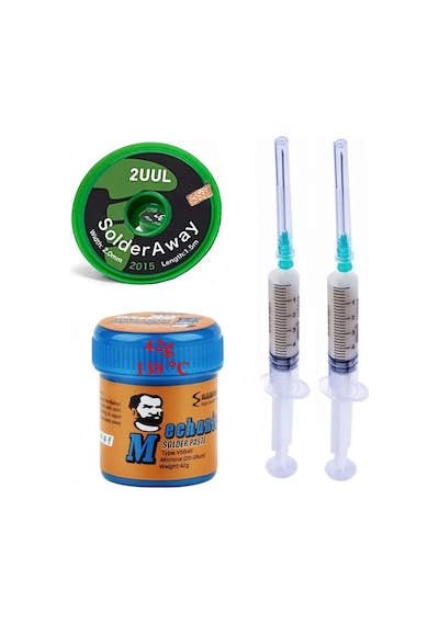 Mechanic Krem Lehim Solder Paste 42 Gr 138c Flux, 2uul 2015 Lehim Emme Temizleme Teli 2,0 Mm Lehim St02