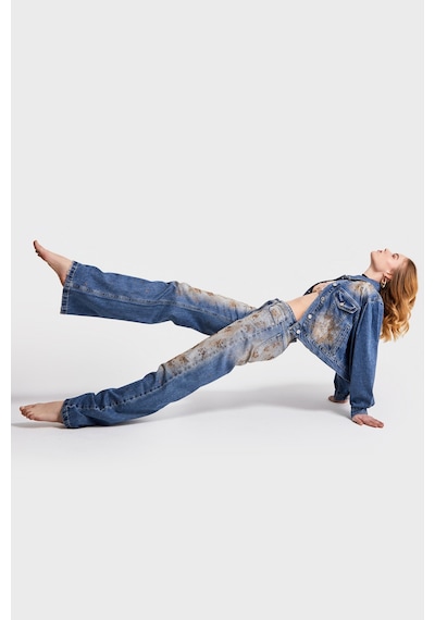 Itsbasic Kadın T.kot Rengi 4s568 Parlak Taşlı Tasarım Baggy Flare Fit Denim Jean Kırmızı