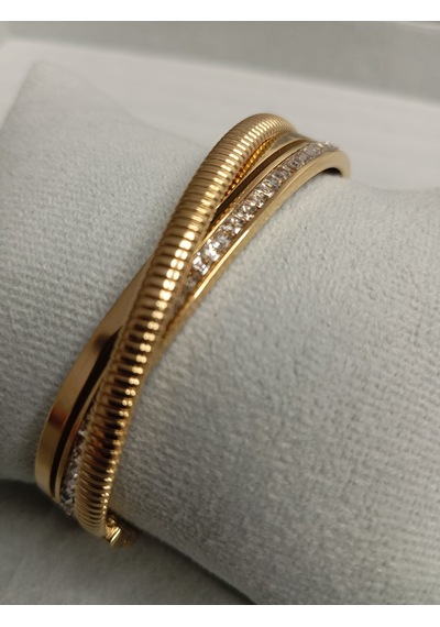 Çapraz Kuşaklı Gold Renk Kelepçe Bileklik Gold