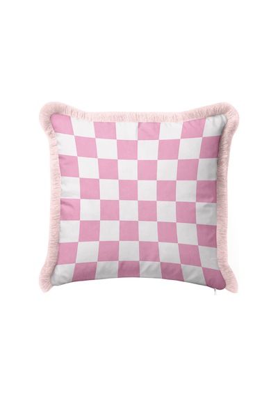 Damalı Retro Şık Saçaklı Yastık Kılıfı - Geometrik Pop Art Pembe Beyaz Pembe Püsküllü Kırlent Kılıfı Puslu Kanyon Aura Damalı Retro Şık Saçaklı Yastık Kılıfı - Geometrik Pop Art Pembe Beyaz Pembe Püsküllü Kırlent Kılıfı Puslu Kanyon Aura