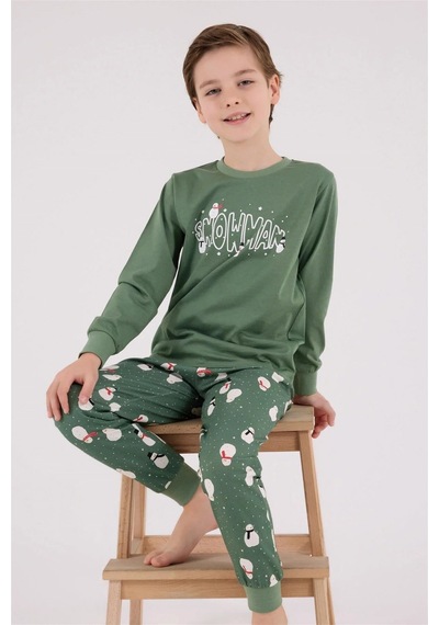 Rolypoly Erkek Çocuk Baskılı Pijama Takımı Yeşil Rp3680-2