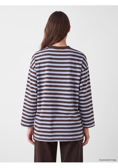 Lcw Modest Mavi Çizgili Oversize Kadın Sweatshirt Tunik