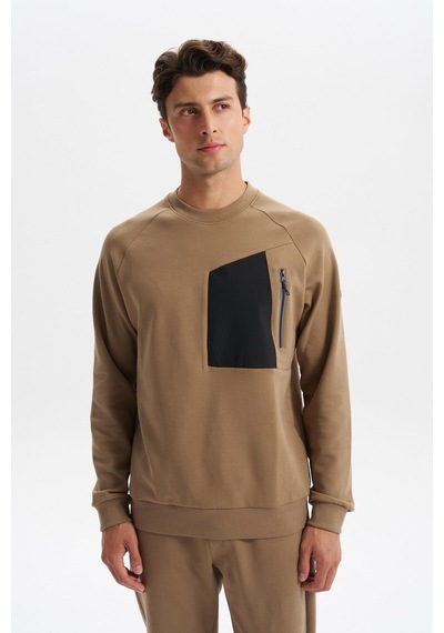 AR-MA Arma Erkek Slim Fit Scuba Interlok Bisiklet Yaka Sweatshirt Ön Sol Fermuarlı Cepli, Sol Kolda Etiketli K30124685402 Gri - Bej AR-MA Arma Erkek Slim Fit Scuba Interlok Bisiklet Yaka Sweatshirt Ön Sol Fermuarlı Cepli, Sol Kolda Etiketli K30124685402 Gri - Bej