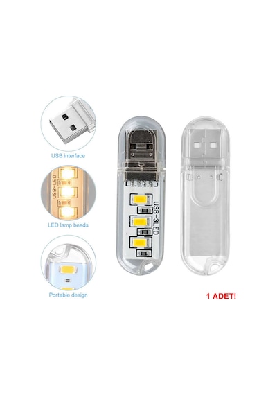 Mini Usb Led Lamba 5730 Smd 3 Led Anahtarlık Portatif Taşınabilir Gece Lambası Masa Aydınl.Kamp