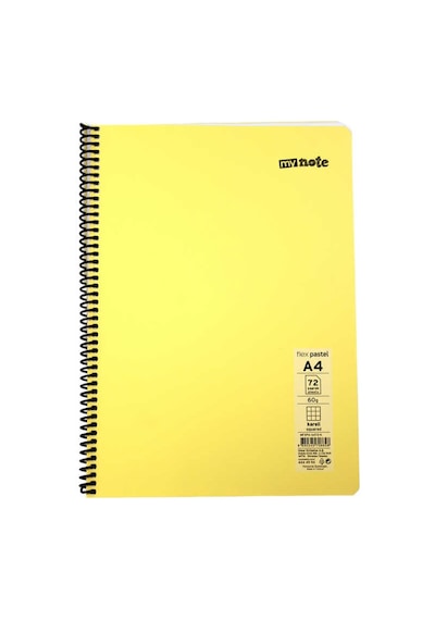 Umur - My Note Mynote A4 72 Yaprak Spiralli Plastik Kapak Defter Pastel Çok Renkli