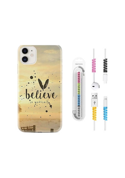 Apple Uyumlu iPhone 11 Kılıf Kablo Koruyuculu Belive In Yourself 1316